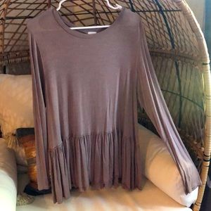 Long Sleeve Top with Ruffle Bottom